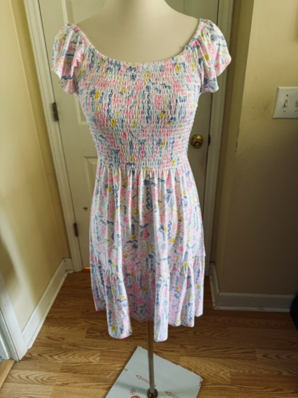 NWT Lilly Pulitzer Jilly Smocked Fit-and-Flare Dress - Summer Serenade Multi - S